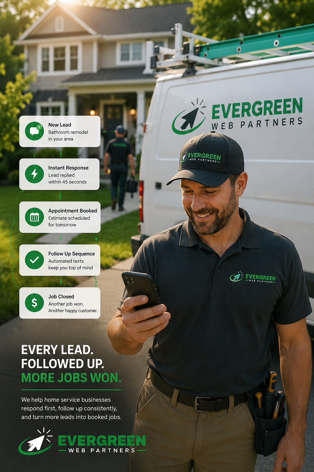 Evergreen Web Partners — every lead followed up, more jobs won
